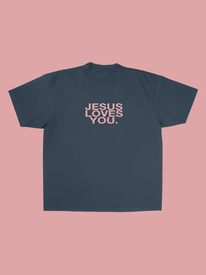 Jesus Loves You. | Modest Graphic Tee in Midnight Rose(LIMITED PRE-ORDER)