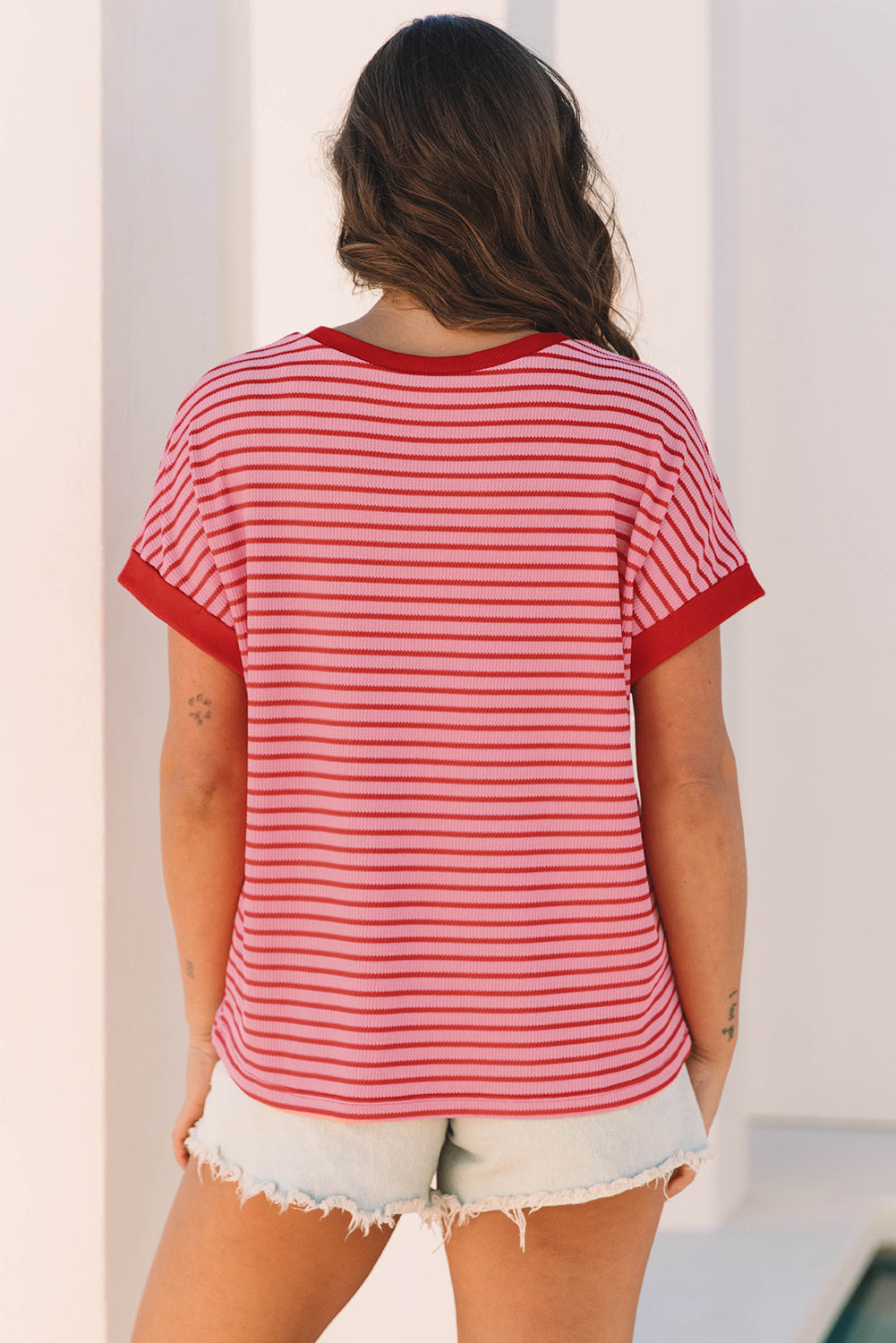Sequin Star Striped Tee – Pink Patriotic 4th of July Top