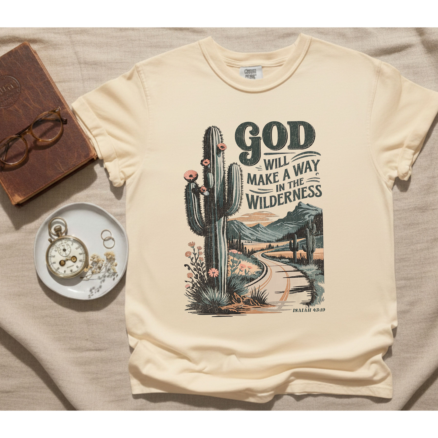 Way in the Wilderness Isaiah 43:19 | Butter Comfort Colors® Faith Top | Pressed by Puckett