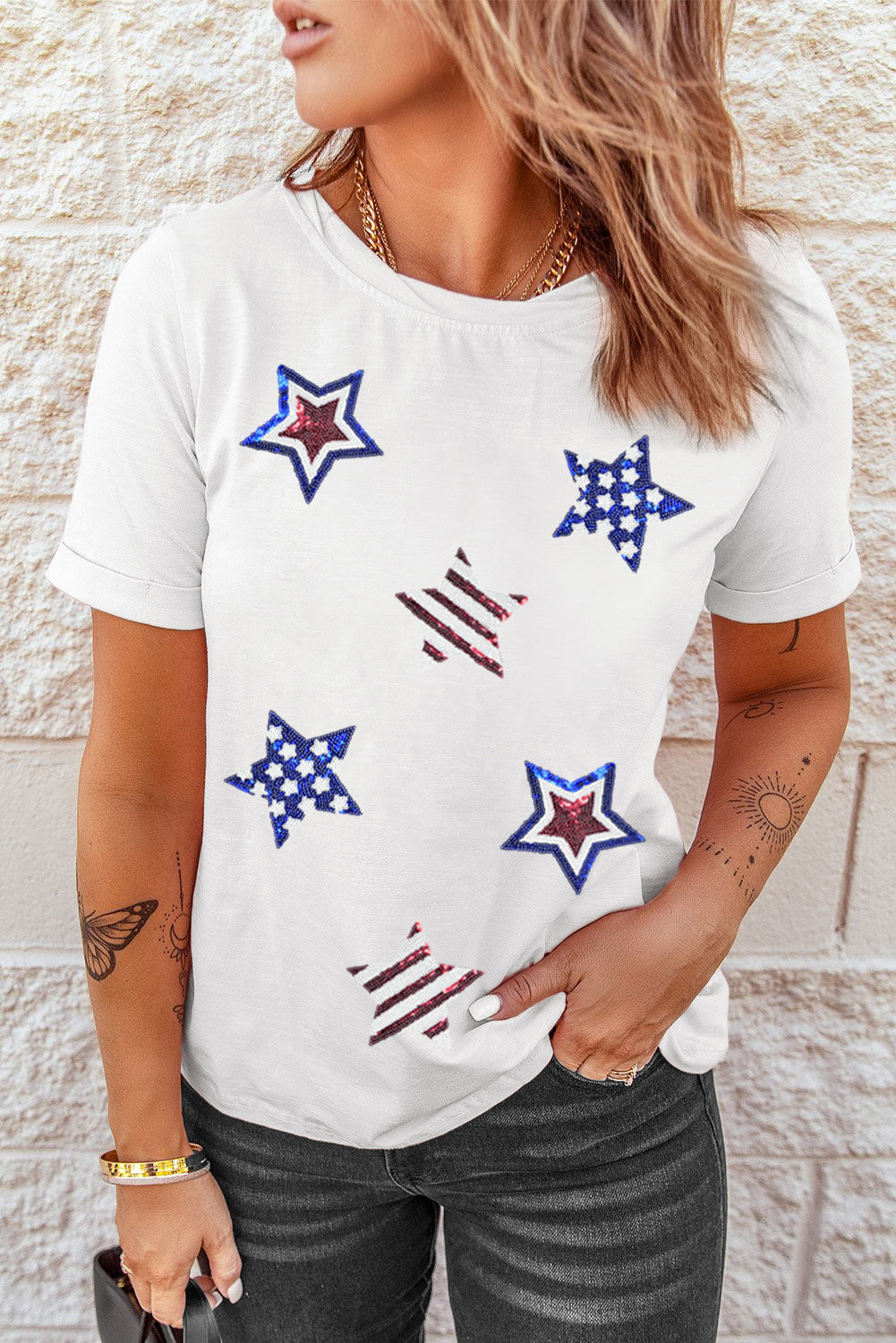 Sequin Star USA Graphic Tee – Patriotic Fourth of July T-Shirt