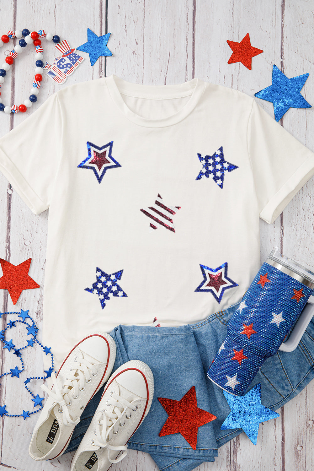 Sequin Star USA Graphic Tee – Patriotic Fourth of July T-Shirt
