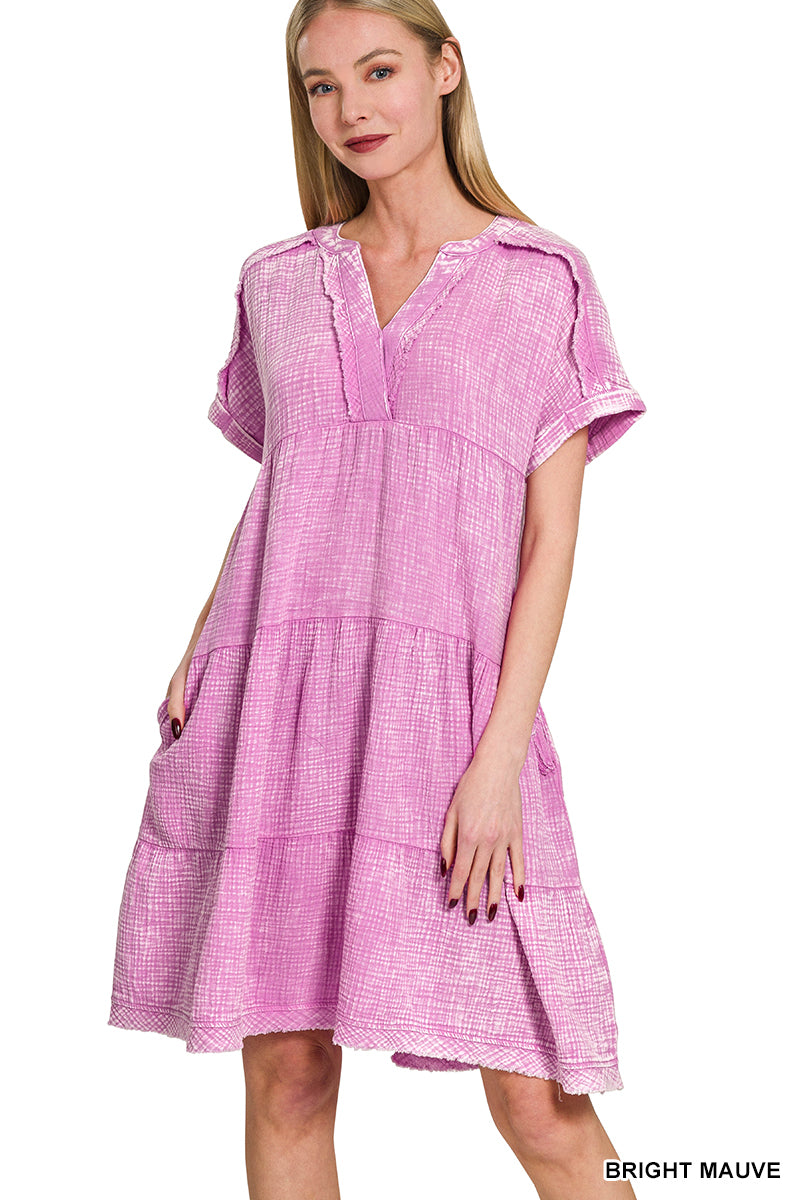 The Gracie Grace Gauze Dress – Washed Cotton Comfort with Pockets