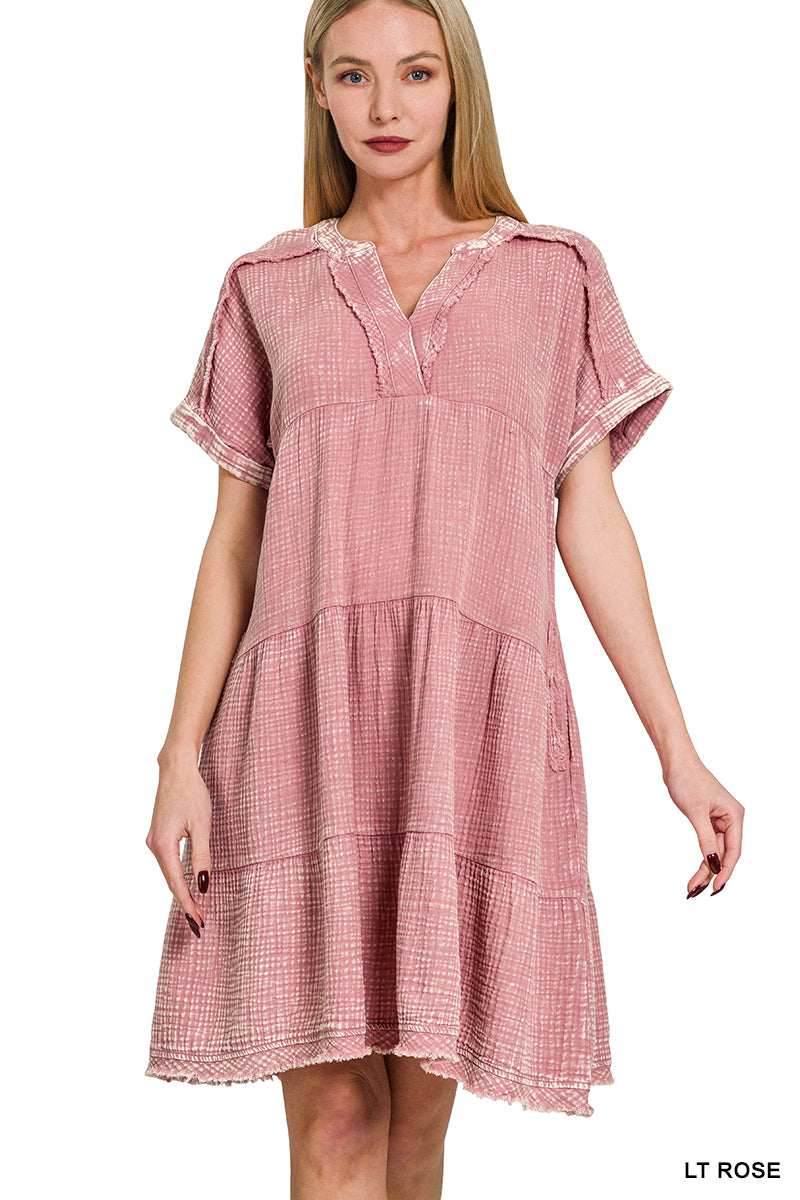 The Gracie Grace Gauze Dress – Washed Cotton Comfort with Pockets