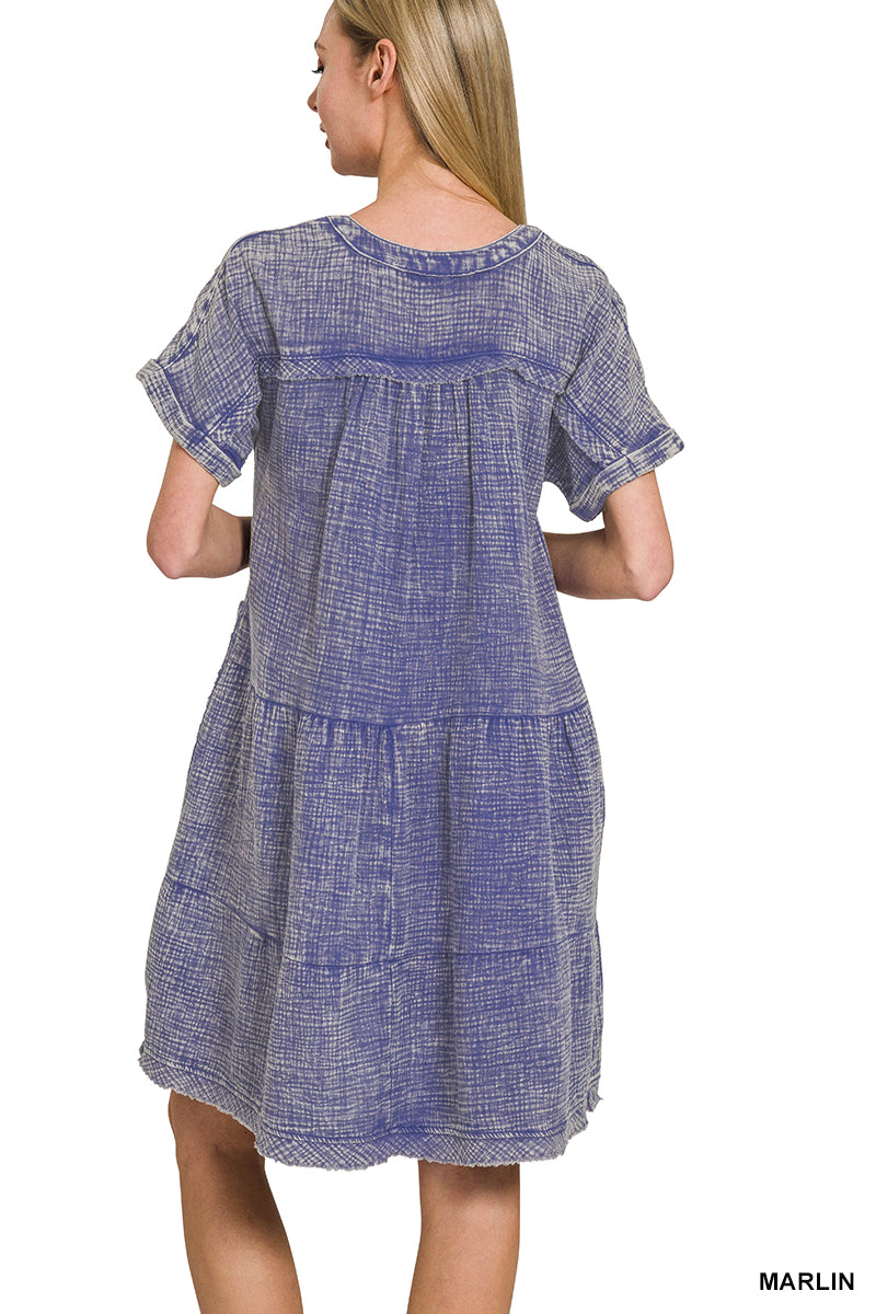 The Gracie Grace Gauze Dress – Washed Cotton Comfort with Pockets