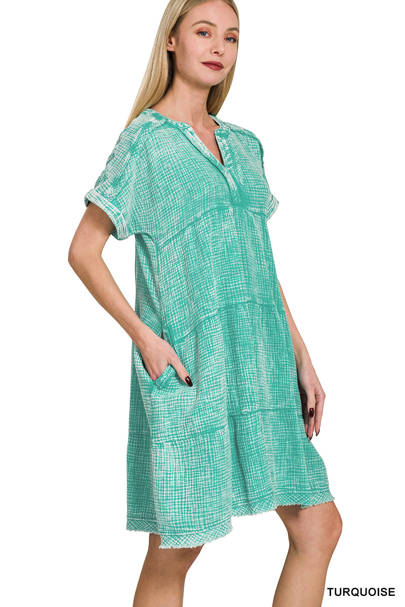 The Gracie Grace Gauze Dress – Washed Cotton Comfort with Pockets