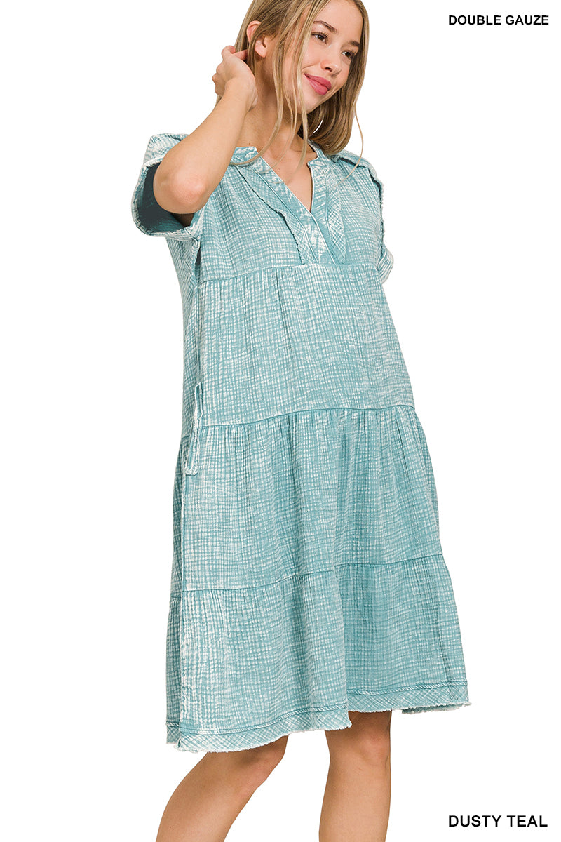 The Gracie Grace Gauze Dress – Washed Cotton Comfort with Pockets